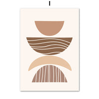 HKM-701587 Geometric Abstract Boho Canvas Painting - Line Leaves Design, Frameless Artwork for Home Decor
