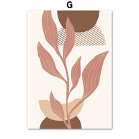 HKM-701587 Geometric Abstract Boho Canvas Painting - Line Leaves Design, Frameless Artwork for Home Decor