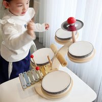 HKM-701587 Multifunctional Wooden Drum Music Station for Kids - Educational Sensory Toy Set