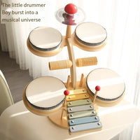 HKM-701587 Multifunctional Wooden Drum Music Station for Kids - Educational Sensory Toy Set