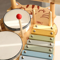 HKM-701587 Multifunctional Wooden Drum Music Station for Kids - Educational Sensory Toy Set