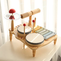 HKM-701587 Multifunctional Wooden Drum Music Station for Kids - Educational Sensory Toy Set