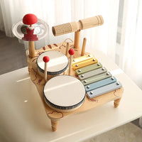 HKM-701587 Multifunctional Wooden Drum Music Station for Kids - Educational Sensory Toy Set