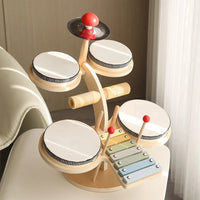 HKM-701587 Multifunctional Wooden Drum Music Station for Kids - Educational Sensory Toy Set
