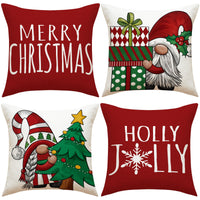 HKM-701651 Christmas Red Combination Throw Pillowcase - Linen, 45x45cm, Modern Simplicity Design
