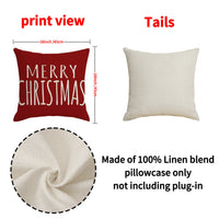 HKM-701651 Christmas Red Combination Throw Pillowcase - Linen, 45x45cm, Modern Simplicity Design