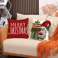 HKM-701651 Christmas Red Combination Throw Pillowcase - Linen, 45x45cm, Modern Simplicity Design