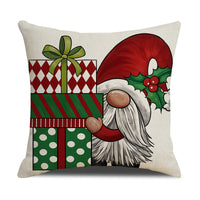 HKM-701651 Christmas Red Combination Throw Pillowcase - Linen, 45x45cm, Modern Simplicity Design