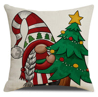 HKM-701651 Christmas Red Combination Throw Pillowcase - Linen, 45x45cm, Modern Simplicity Design