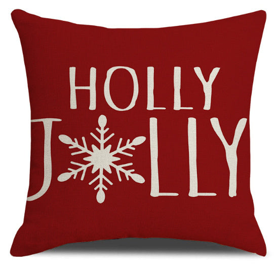 HKM-701651 Christmas Red Combination Throw Pillowcase - Linen, 45x45cm, Modern Simplicity Design