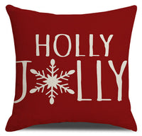 HKM-701651 Christmas Red Combination Throw Pillowcase - Linen, 45x45cm, Modern Simplicity Design