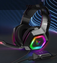 HKM-701651 Wired Gaming Headset with Noise Reduction and Microphone, Adjustable Cloth Earmuffs, Universal Compatibility