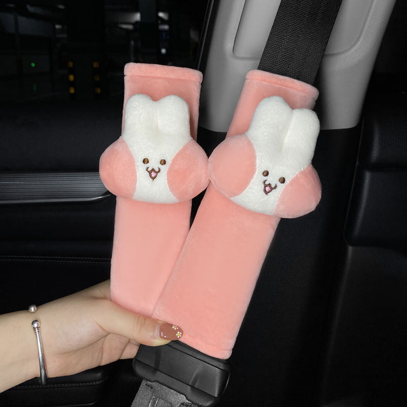 HKM-701715 Naughty Rabbit Cartoon Car Headrest Pillow Set with Waist Support and Shoulder Strap