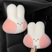 HKM-701715 Naughty Rabbit Cartoon Car Headrest Pillow Set with Waist Support and Shoulder Strap