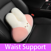 HKM-701715 Naughty Rabbit Cartoon Car Headrest Pillow Set with Waist Support and Shoulder Strap