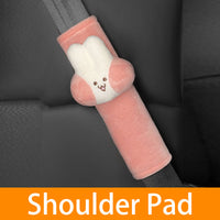 HKM-701715 Naughty Rabbit Cartoon Car Headrest Pillow Set with Waist Support and Shoulder Strap