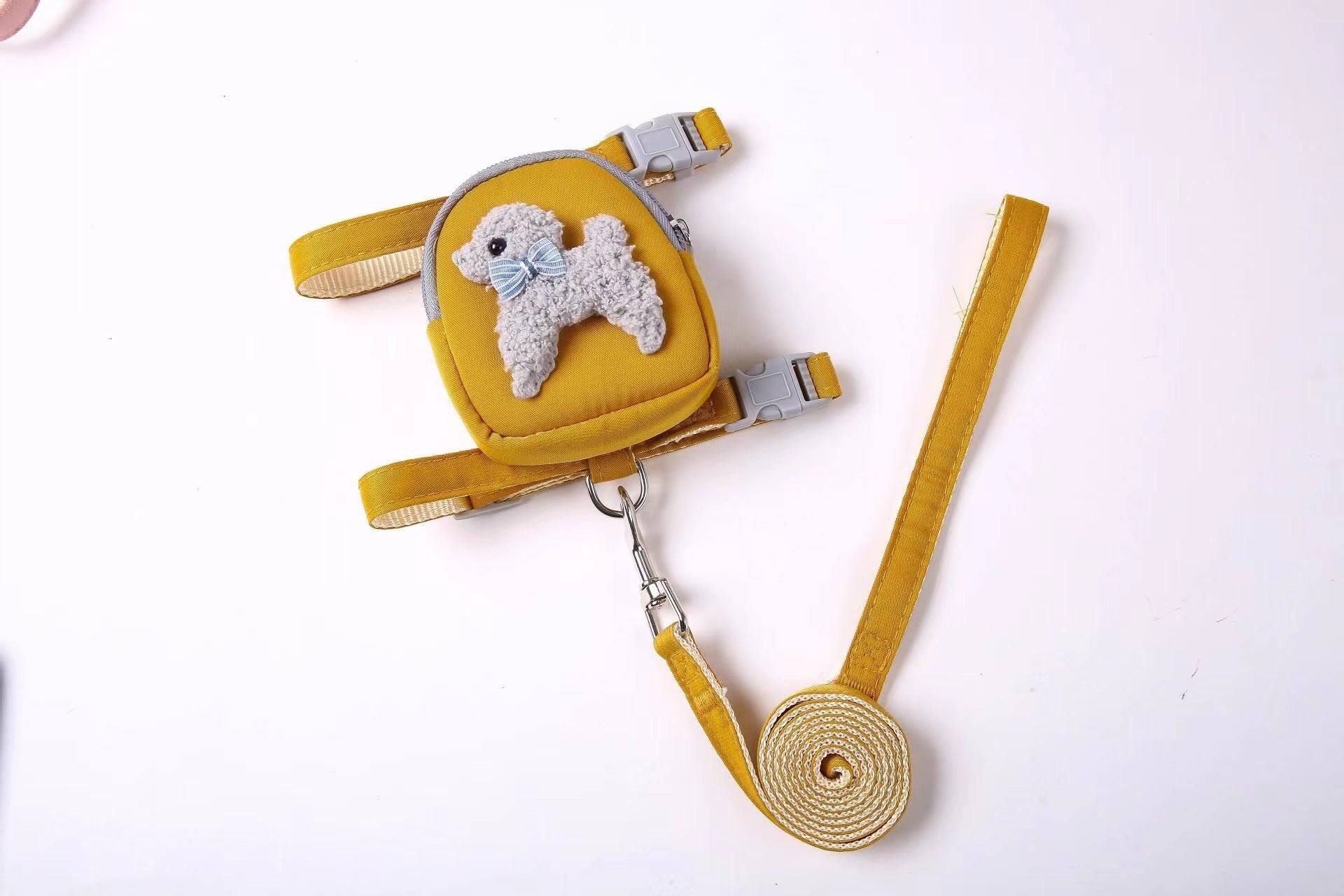 HKM-701779 Adjustable Pet Lead Rope with Backpack for Dogs and Cats - Blue, Yellow, Off-White, Pink