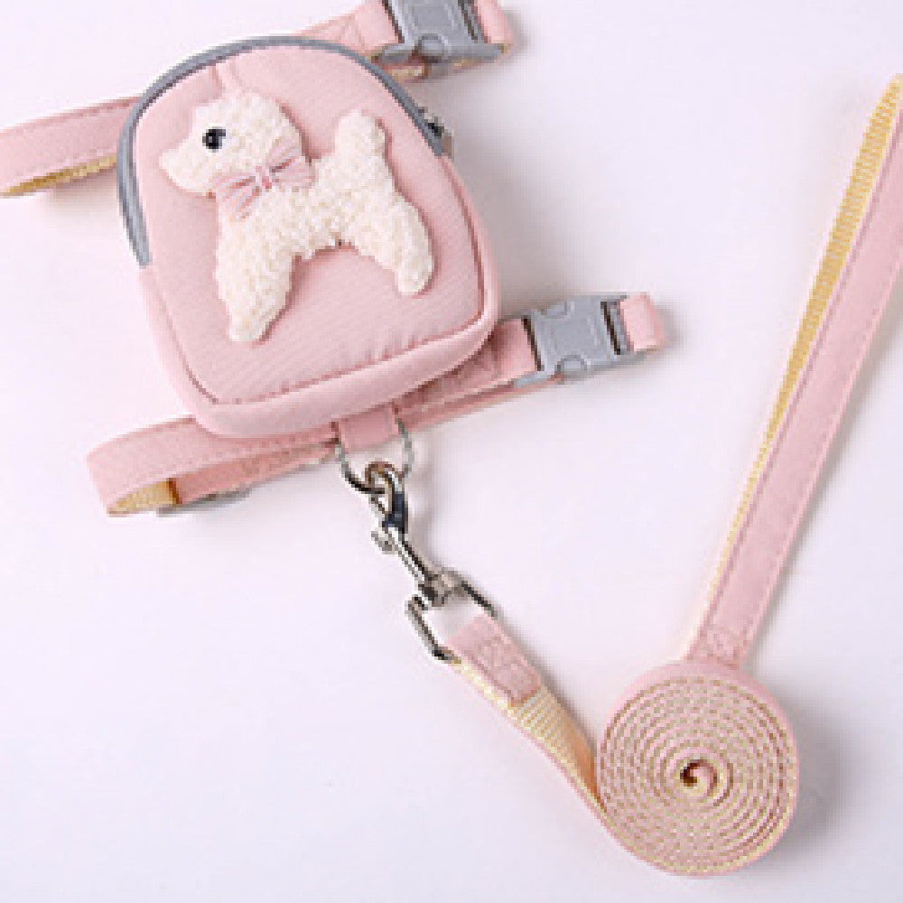 HKM-701779 Adjustable Pet Lead Rope with Backpack for Dogs and Cats - Blue, Yellow, Off-White, Pink
