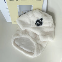 HKM-701843 Plush Cat Sweater for Winter - Warm and Cozy Pet Apparel in White and Purple Leopard Print, Multiple Sizes Available