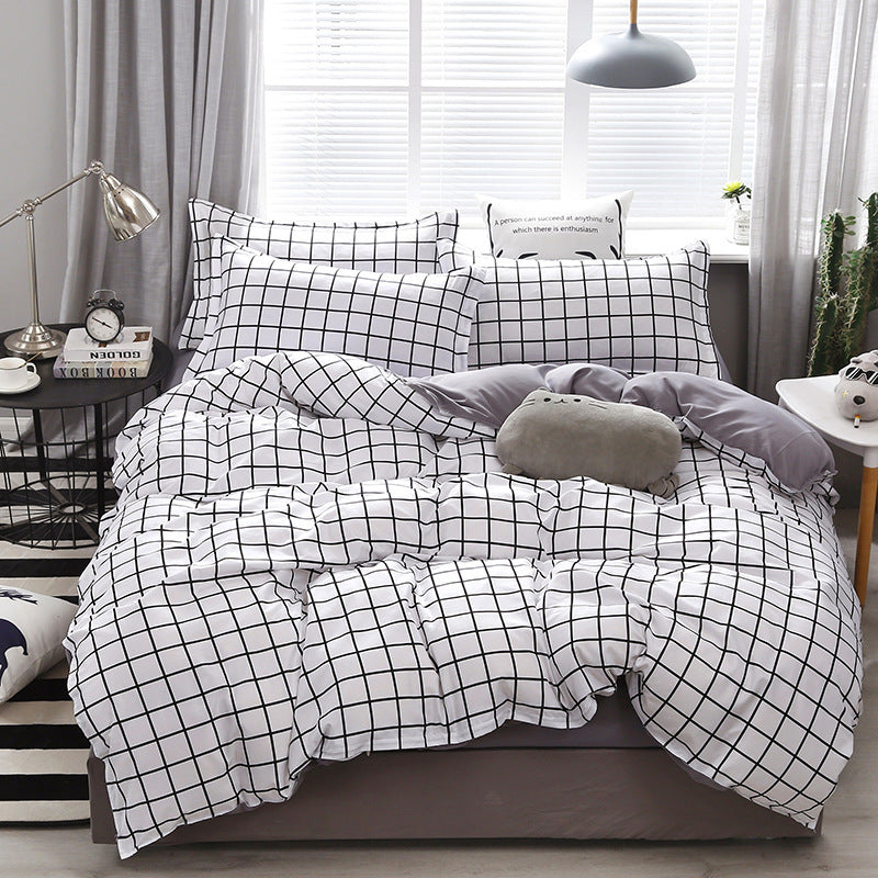 HKM-701907 Floral Plant Pattern Aloe Cotton 4-Piece Bedding Set in Multiple Sizes
