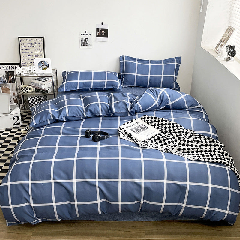HKM-701907 Floral Plant Pattern Aloe Cotton 4-Piece Bedding Set in Multiple Sizes