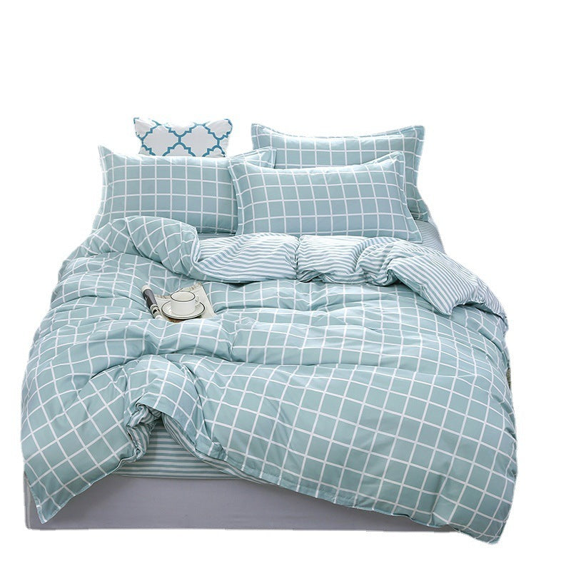 HKM-701907 Floral Plant Pattern Aloe Cotton 4-Piece Bedding Set in Multiple Sizes
