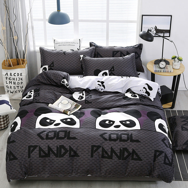 HKM-701907 Floral Plant Pattern Aloe Cotton 4-Piece Bedding Set in Multiple Sizes