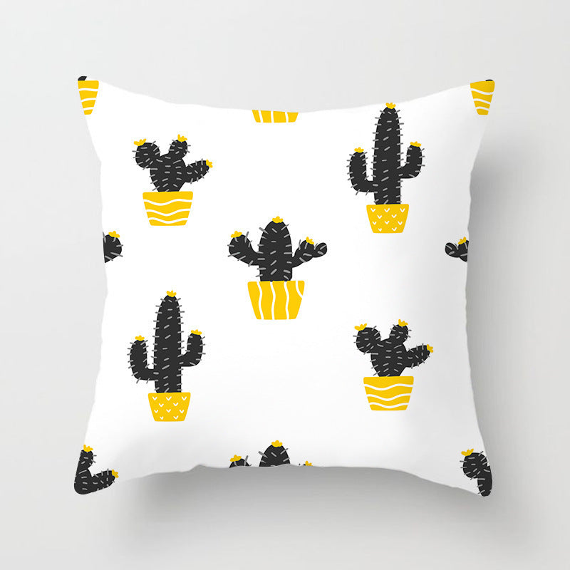 HKM-701971 Cactus Print Polyester Cushion Cover for Stylish Home Decor - 45cm x 45cm