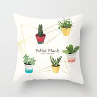HKM-701971 Cactus Print Polyester Cushion Cover for Stylish Home Decor - 45cm x 45cm