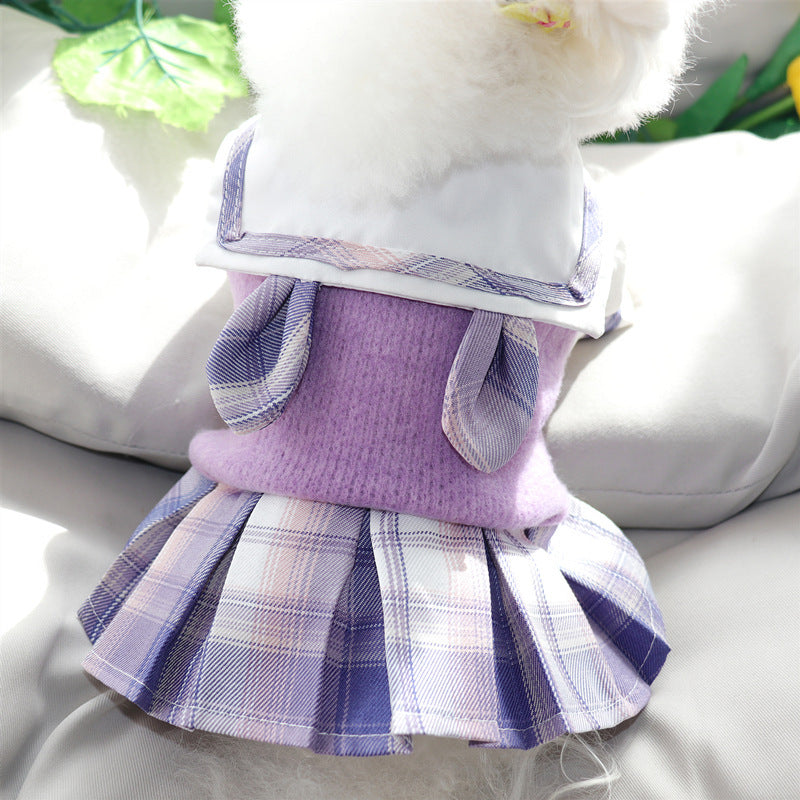 HKM-702035 Autumn Princess Dog Skirt in Purple and Pink - Soft Polyester Pet Clothing for Small to Extra Large Dogs