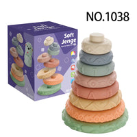 HKM-702163 Soft Silicone Rainbow Ring Stacking Toy for Fine Motor Skills Development in Infants and Toddlers