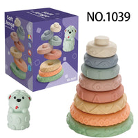 HKM-702163 Soft Silicone Rainbow Ring Stacking Toy for Fine Motor Skills Development in Infants and Toddlers