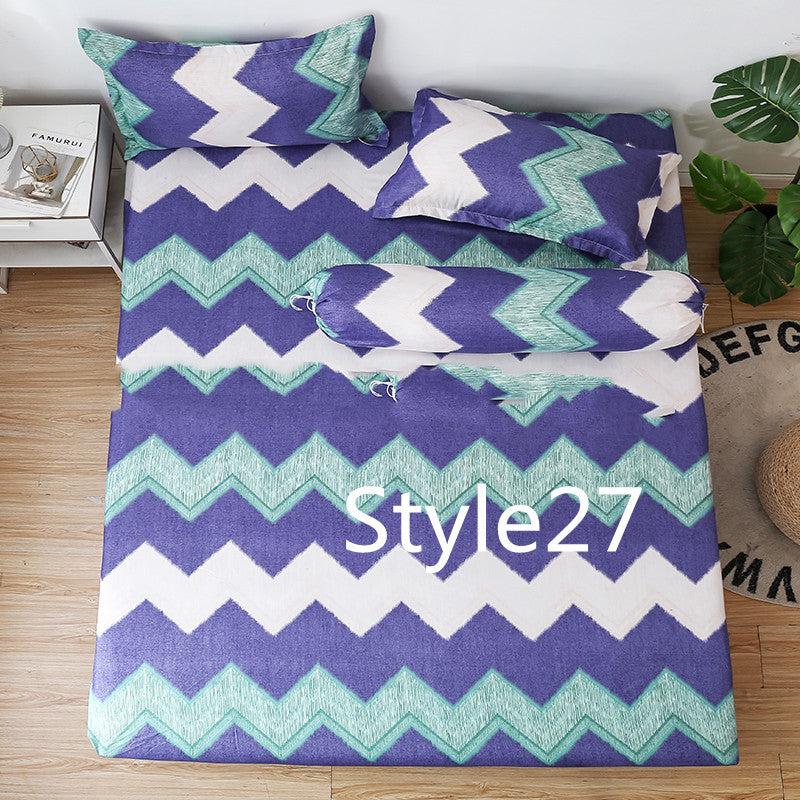 HKM-702419 Cartoon Single Bed Linen Set with Mattress Pad and Pillowcase - Multiple Sizes Available