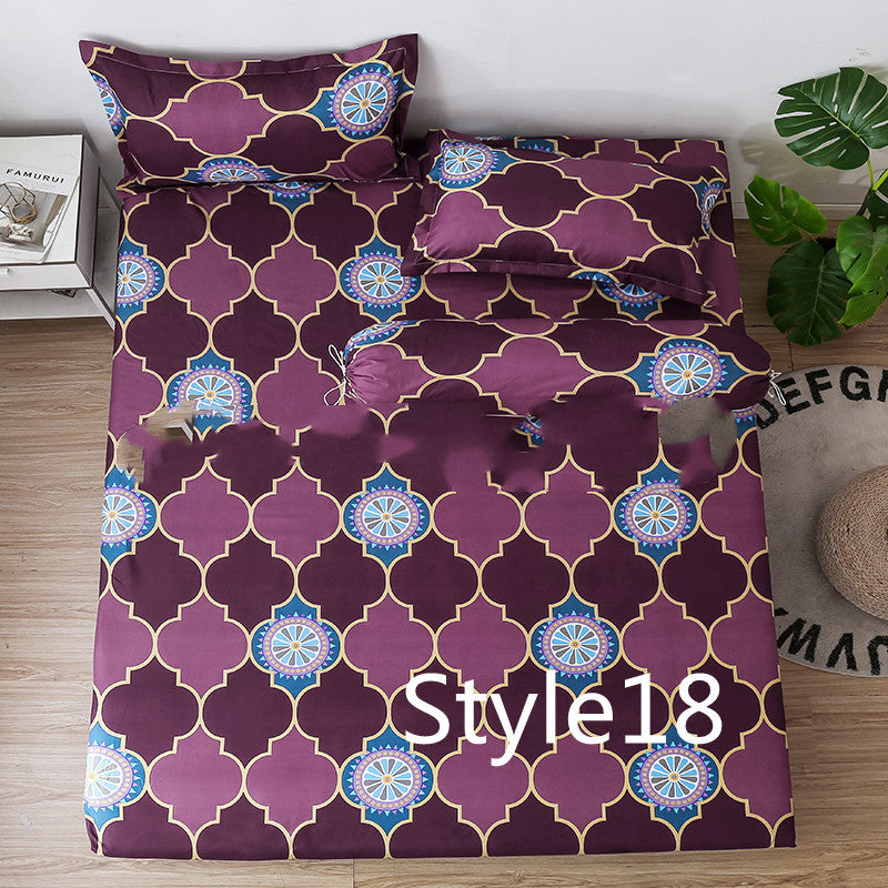 HKM-702419 Cartoon Single Bed Linen Set with Mattress Pad and Pillowcase - Multiple Sizes Available