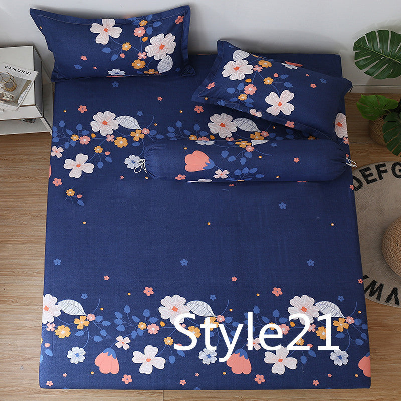 HKM-702419 Cartoon Single Bed Linen Set with Mattress Pad and Pillowcase - Multiple Sizes Available