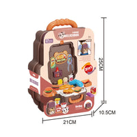 HKM-702419 Portable 27-Piece Fast Food Burger Kitchen Play Set for Kids, Unisex, Ages 0-13, Plastic Cooking Toys
