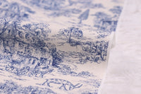 HKM-702419 Vintage Blues Print Muslin Fabric, 110CM Width, 150G per Yard, Pure Cotton Cloth