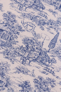 HKM-702419 Vintage Blues Print Muslin Fabric, 110CM Width, 150G per Yard, Pure Cotton Cloth