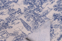 HKM-702419 Vintage Blues Print Muslin Fabric, 110CM Width, 150G per Yard, Pure Cotton Cloth