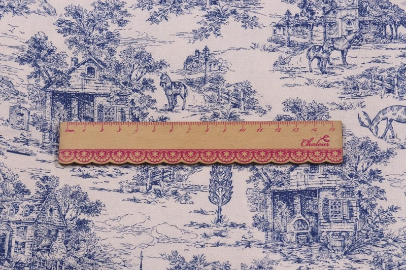 HKM-702419 Vintage Blues Print Muslin Fabric, 110CM Width, 150G per Yard, Pure Cotton Cloth