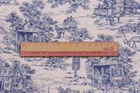 HKM-702419 Vintage Blues Print Muslin Fabric, 110CM Width, 150G per Yard, Pure Cotton Cloth