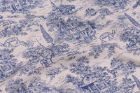 HKM-702419 Vintage Blues Print Muslin Fabric, 110CM Width, 150G per Yard, Pure Cotton Cloth
