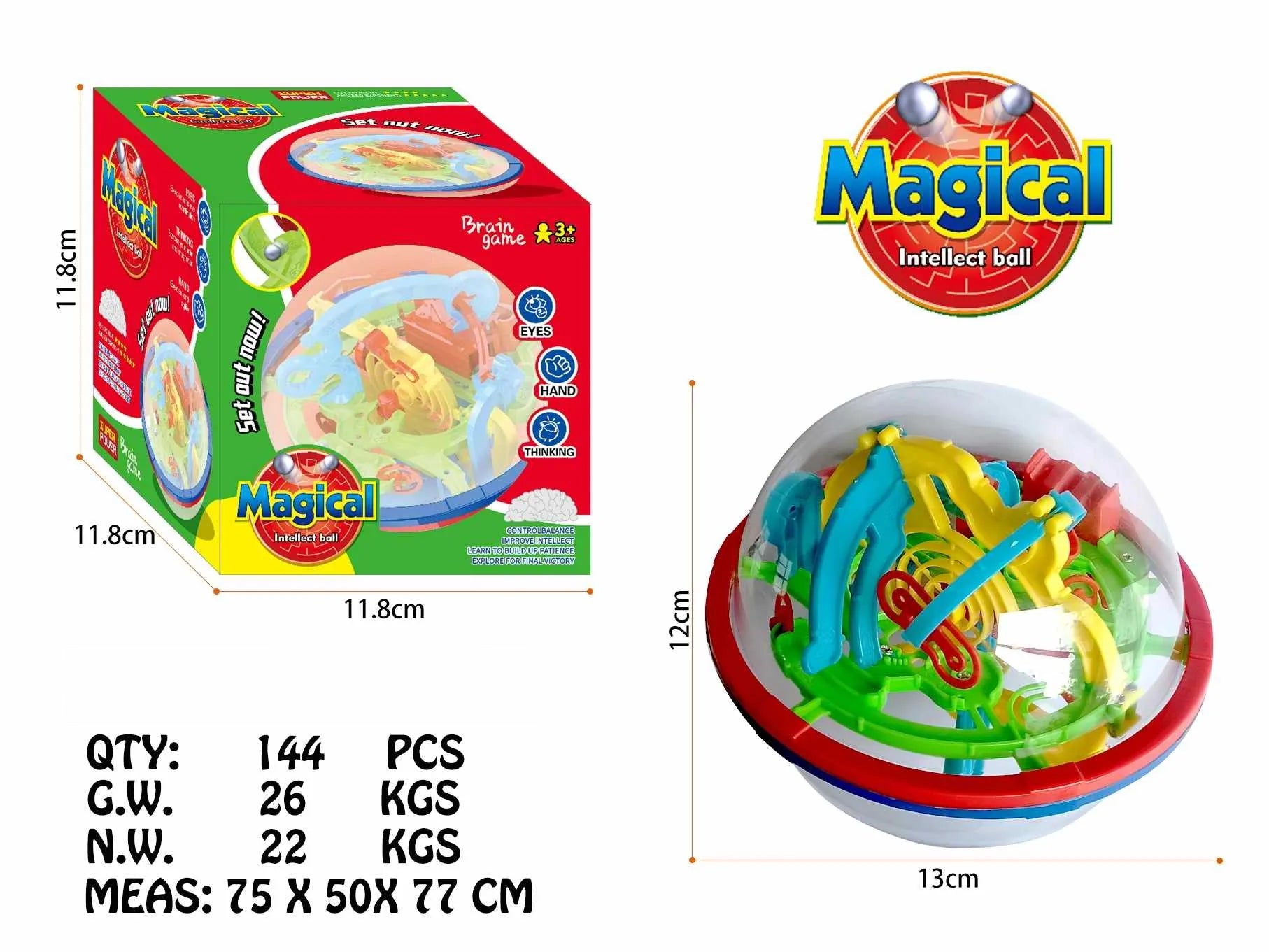 HKM-702547 3D IQ Puzzle Maze Ball Toy for Kids and Adults - Engaging Educational Fun