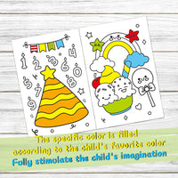 HKM-702739 Kids Coloring Book for Birthday Parties - 12 Pages of Fun Cartoon Graffiti for Ages 2 to 14