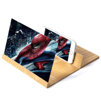 HKM-702803 12 Inch Wood Grain Mobile Phone HD Screen Amplifier Stand for Home and Office