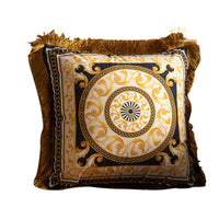 HKM-702867 Luxury Plant and Flower Printed Waist Pillow with Tassels, 45x45cm