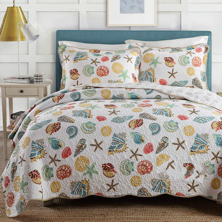 HKM-703059 Cotton Summer Quilt Set with Two Pillowcases - Soft, Breathable, 230x250cm