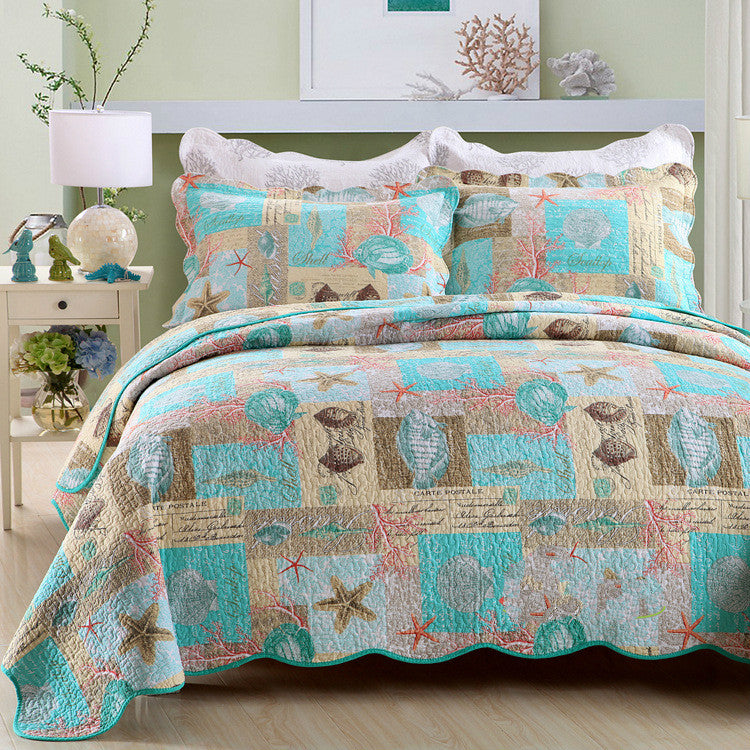 HKM-703059 Cotton Summer Quilt Set with Two Pillowcases - Soft, Breathable, 230x250cm