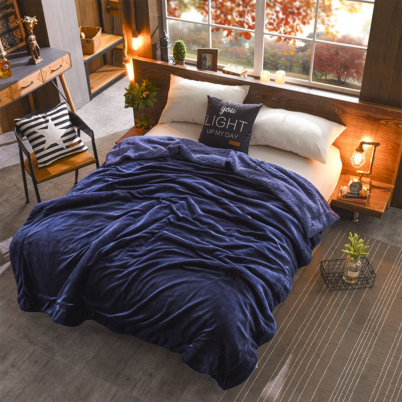 HKM-703059 Reversible Double-Sided Lamb Wool Blanket - 200x230 cm Soft Touch with French Cashmere Feel