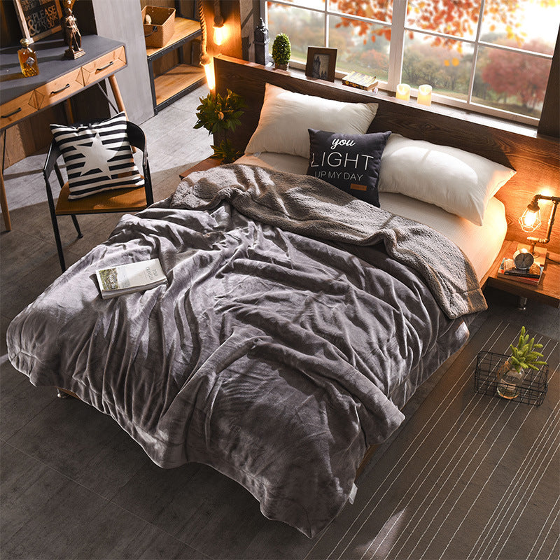 HKM-703059 Reversible Double-Sided Lamb Wool Blanket - 200x230 cm Soft Touch with French Cashmere Feel
